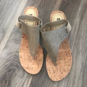 Sparkle Sandals with cork wedge